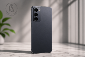 Modern smartphone with sleek design on a minimal background